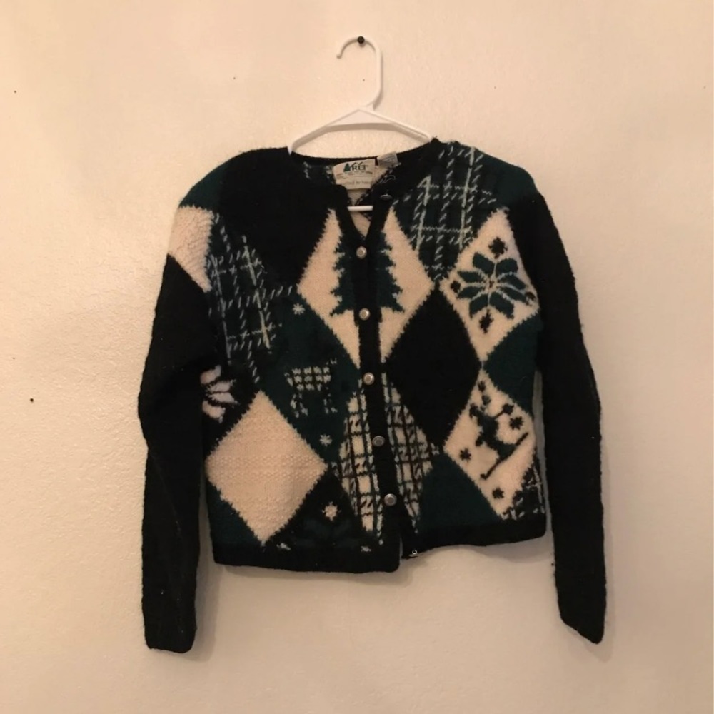 Argyle sweater cardigan
